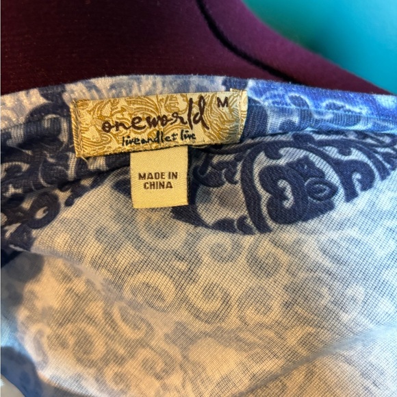 ONE WORLD Blue Bell Sheer Sleeve Tunic Top - Picture 5 of 5